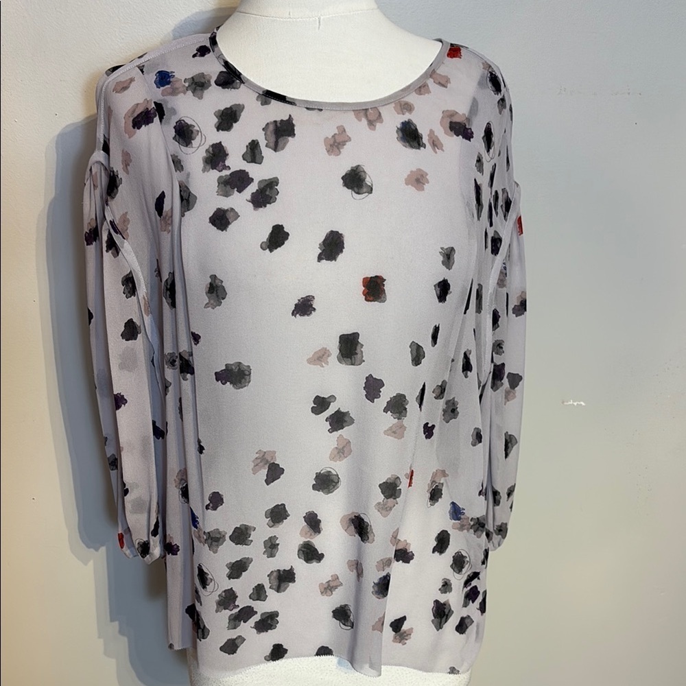 Babaton Purple and Gray Blouse with Long Sleeves Relaxed Fit